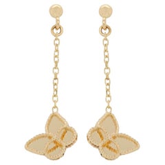 14K Yellow Gold Womens Butterfly Dangle/Drop Earrings