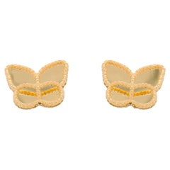 14K Yellow Gold Womens Butterfly Stud Earrings