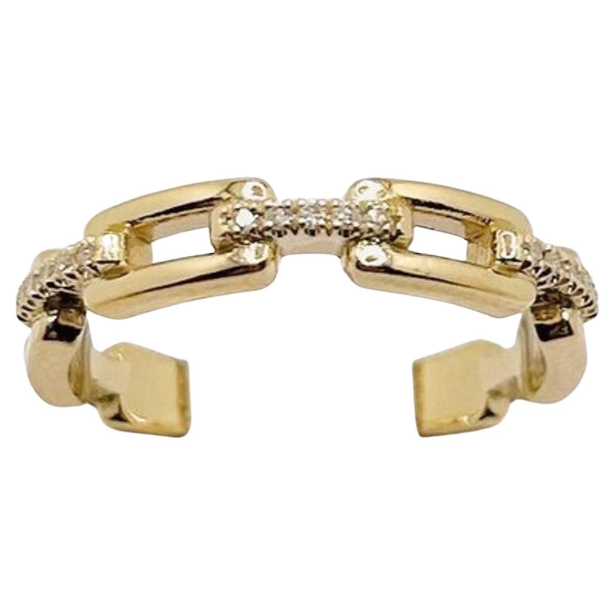 14k Gelbgold Damenkette Ring mit Diamanten, Gesamtdiamantgewicht .12ct