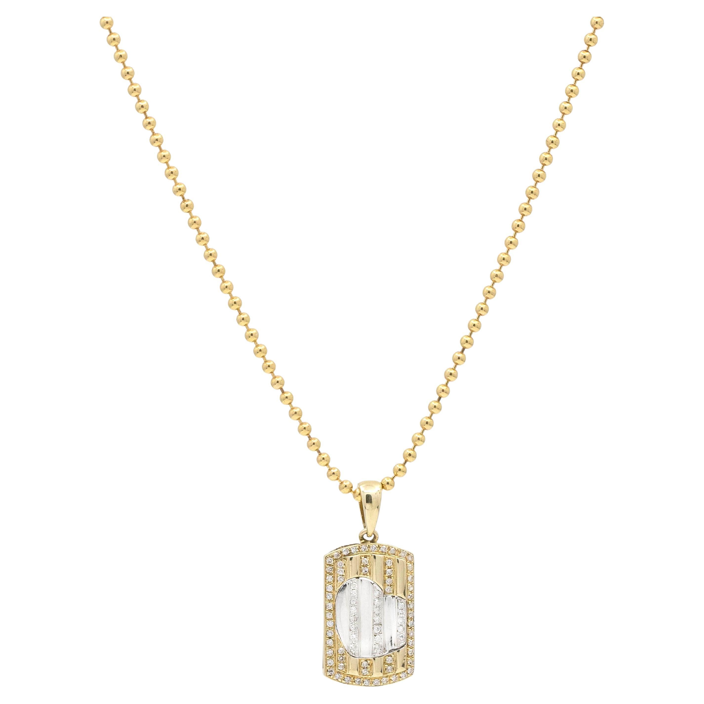 Collier à breloques en or jaune 14k pour femmes avec pendentif en forme de coeur en diamant