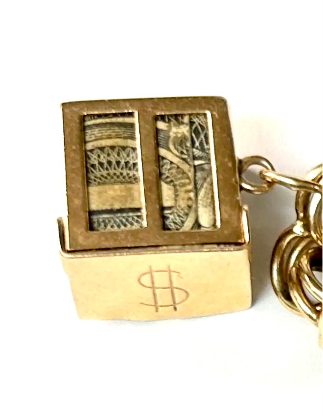 14k Yellow Gold Women’s Vintage Charm Bracelet For Sale 10