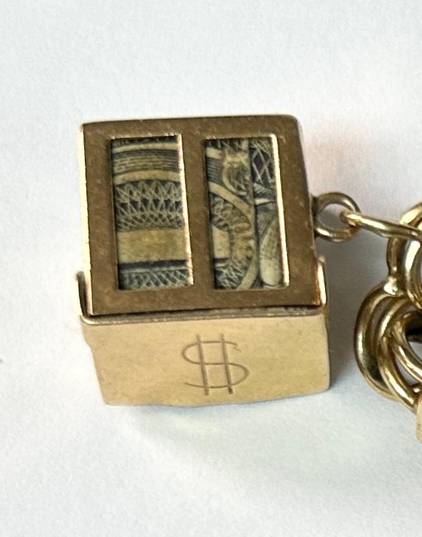 Women's or Men's 14k Yellow Gold Women’s Vintage Charm Bracelet For Sale