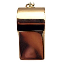 14K Yellow Gold Working Whistle Charm #25248