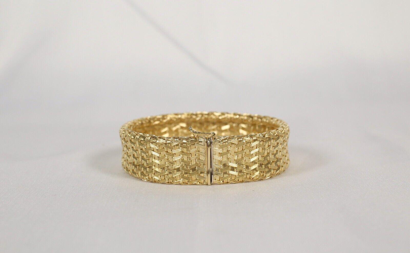 Bracelet en or jaune 14k tissé, 7.5 pouces - 39.9g Pour femmes en vente