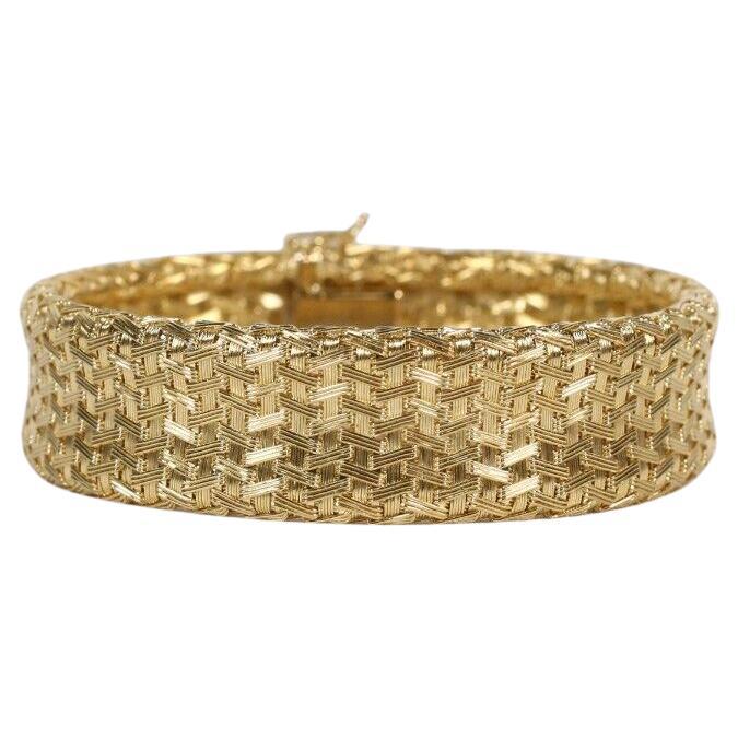 14k Yellow Gold Woven Bracelet, 7.5 inches - 39.9g