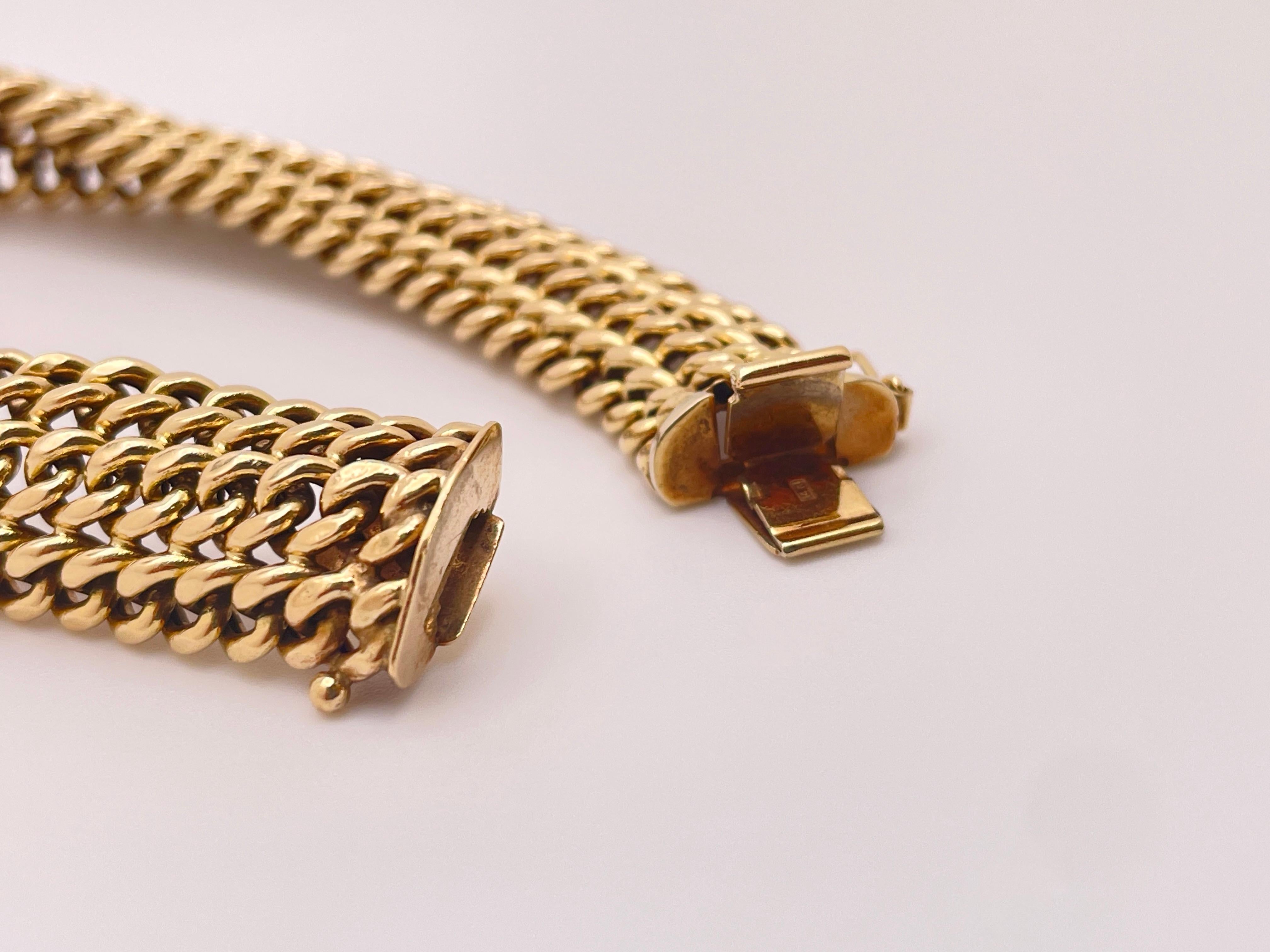 Bracelet souple à maillons tressés en or jaune 14K en vente 8