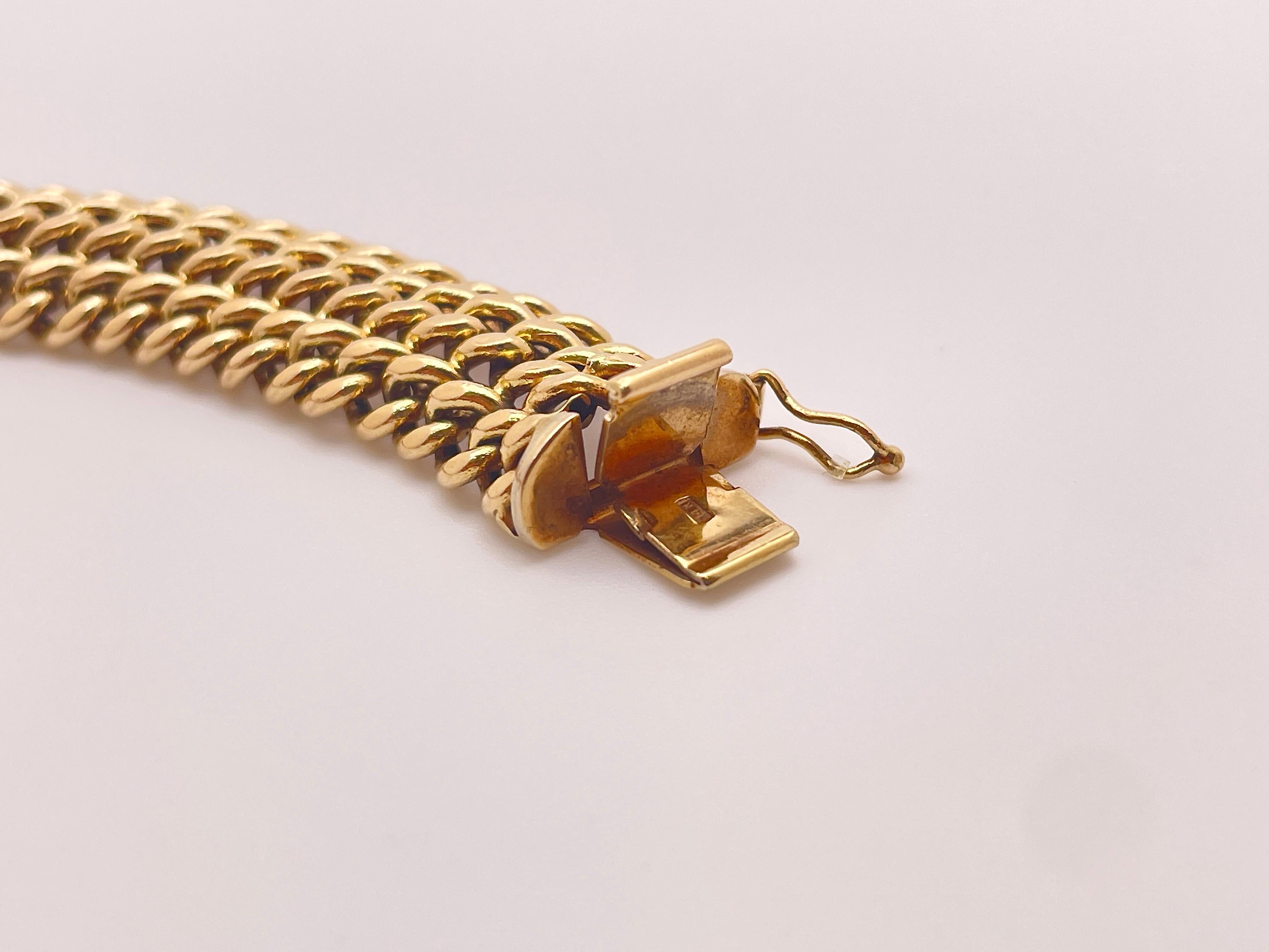 Bracelet souple à maillons tressés en or jaune 14K en vente 9