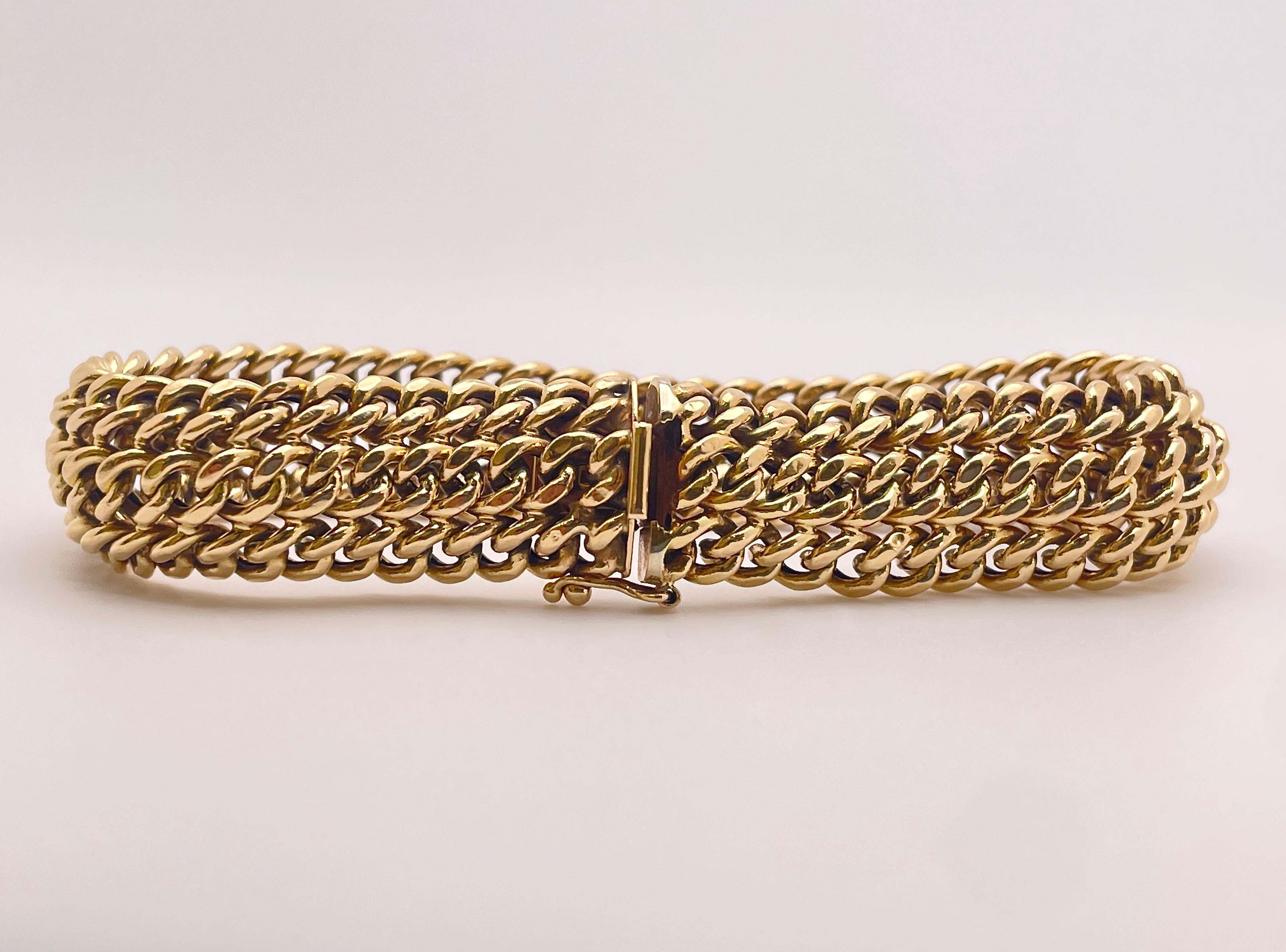 Bracelet souple à maillons tressés en or jaune 14K en vente 10