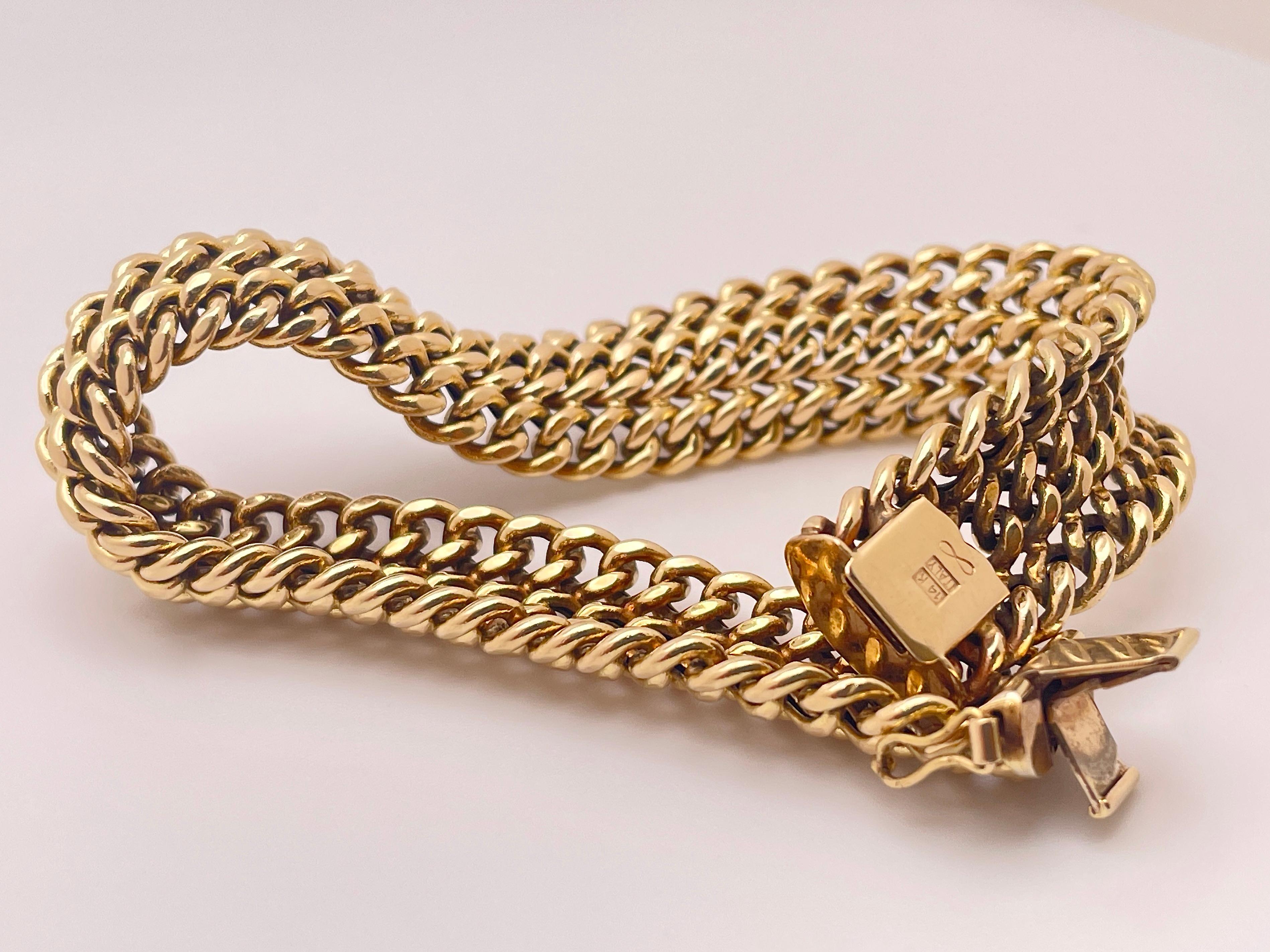 Bracelet souple à maillons tressés en or jaune 14K en vente 11