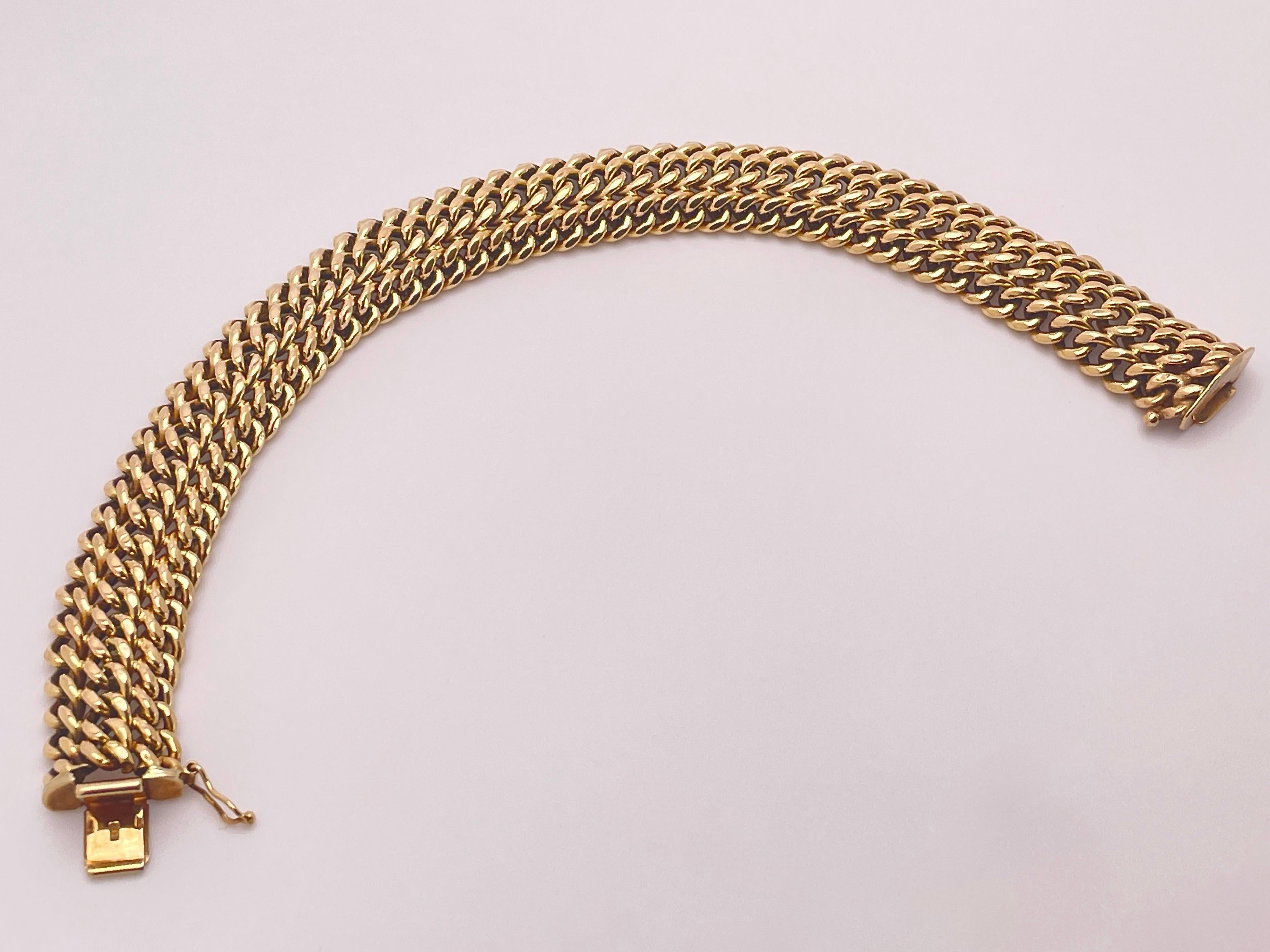 Bracelet souple à maillons tressés en or jaune 14K Unisexe en vente