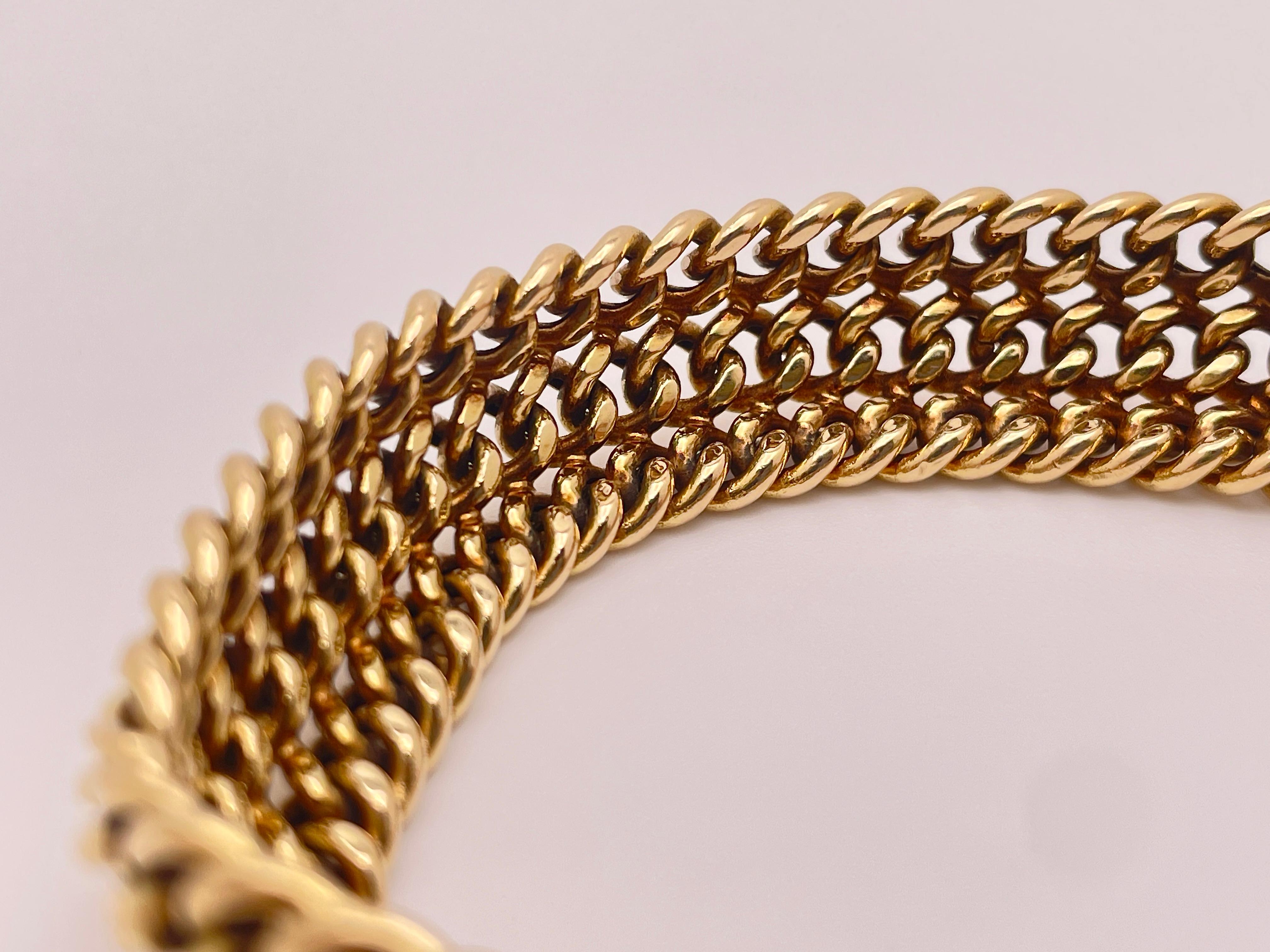 Bracelet souple à maillons tressés en or jaune 14K en vente 1