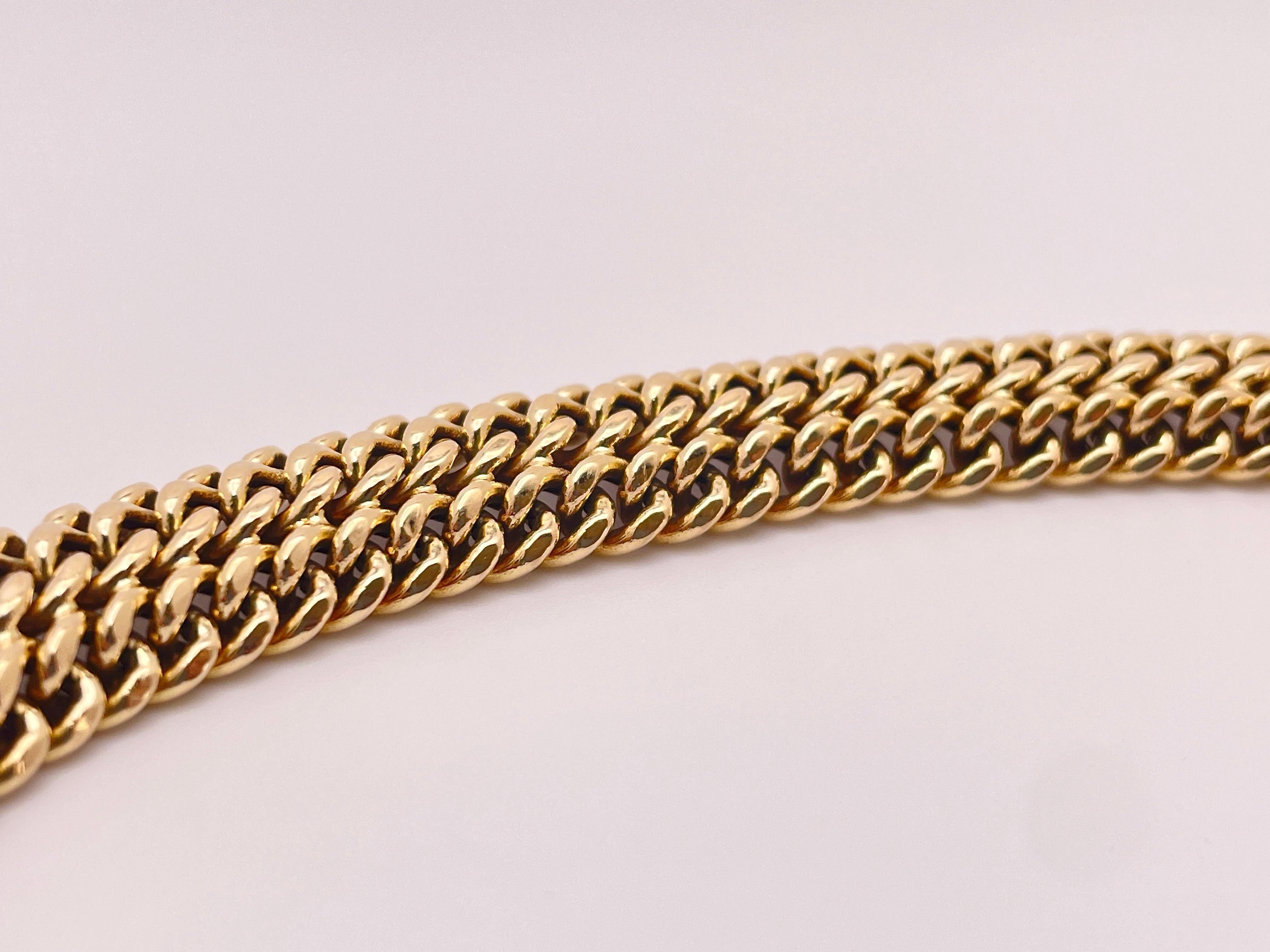 Bracelet souple à maillons tressés en or jaune 14K en vente 2