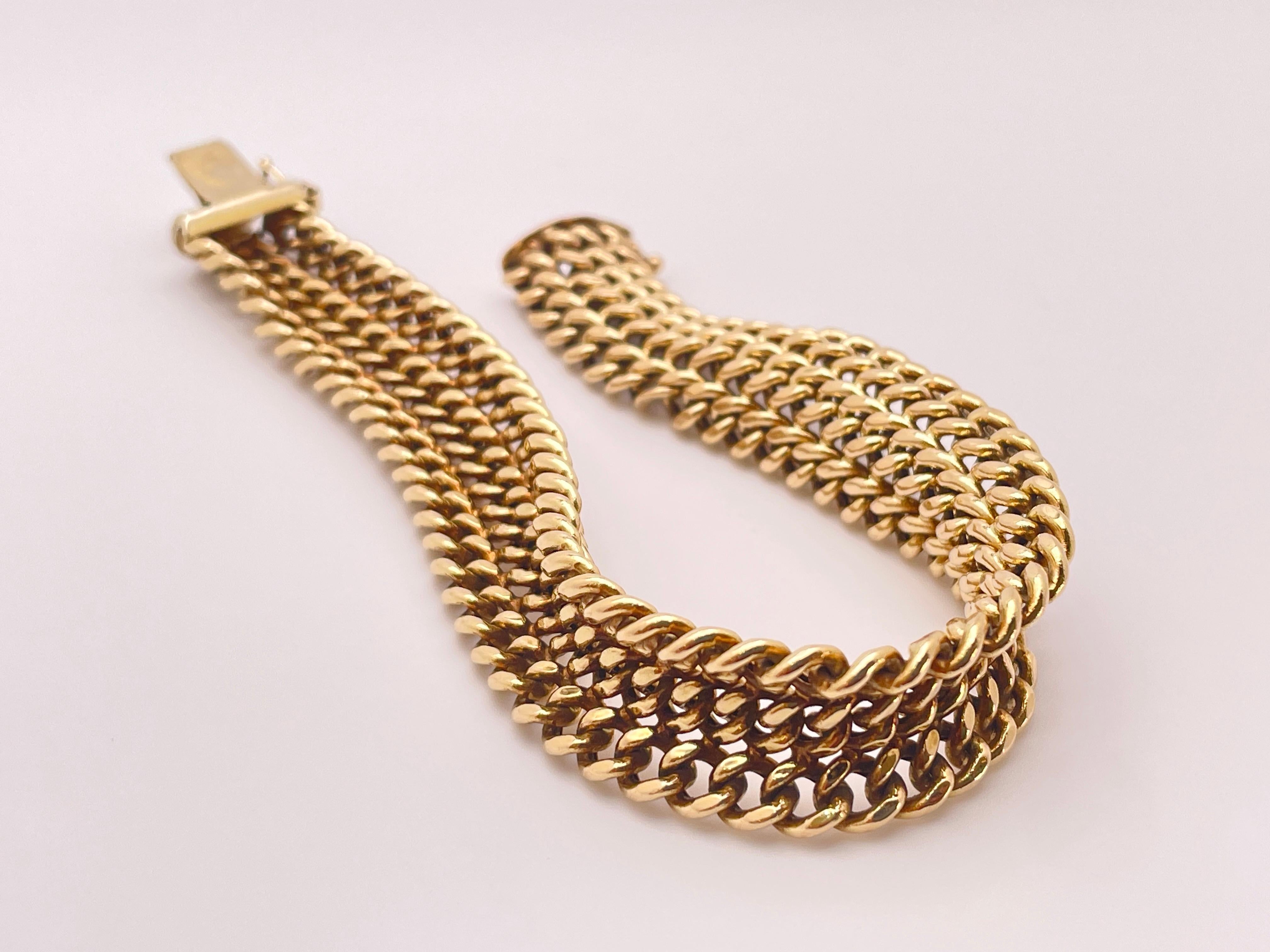 Bracelet souple à maillons tressés en or jaune 14K en vente 3