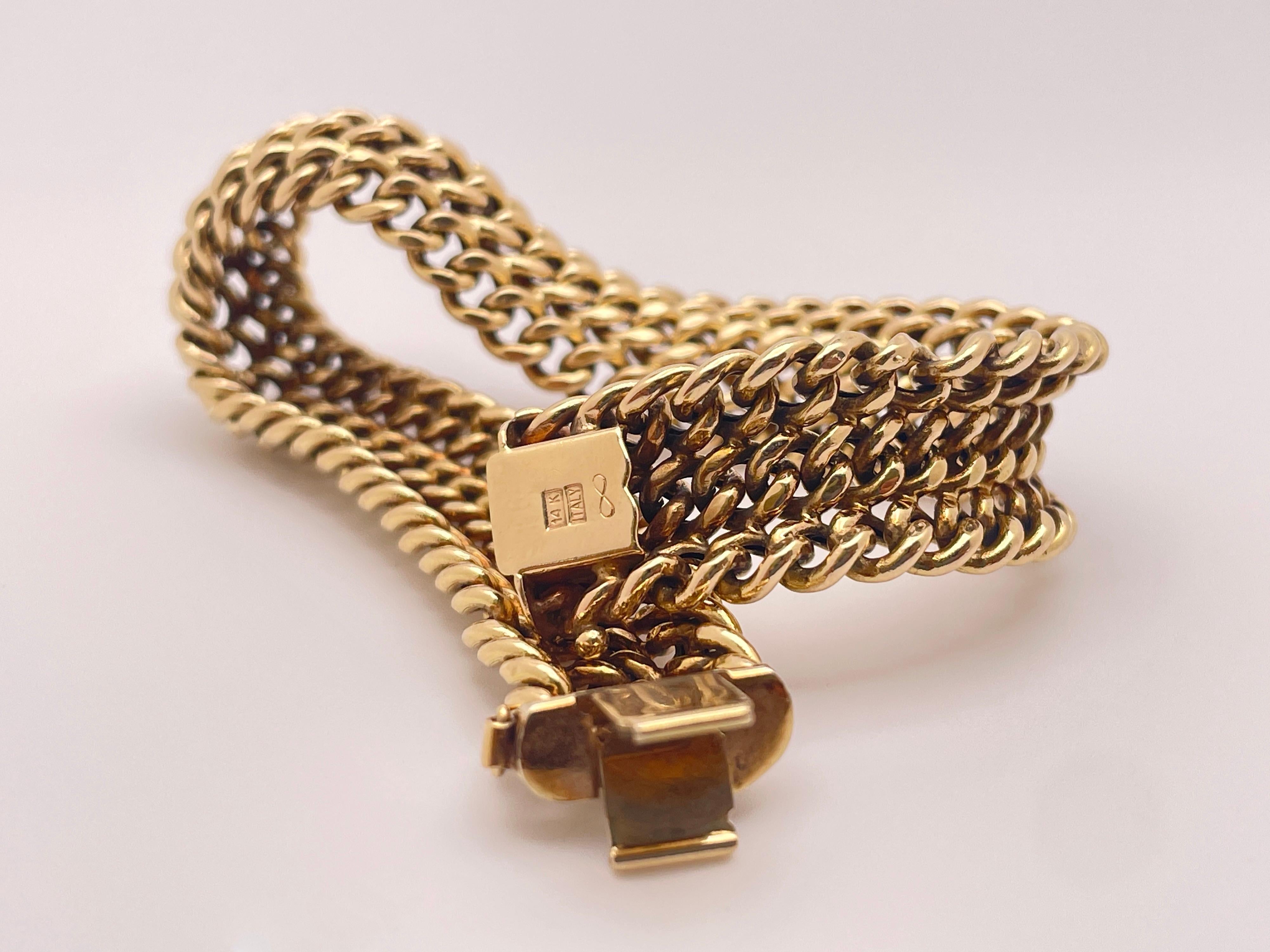 Bracelet souple à maillons tressés en or jaune 14K en vente 4
