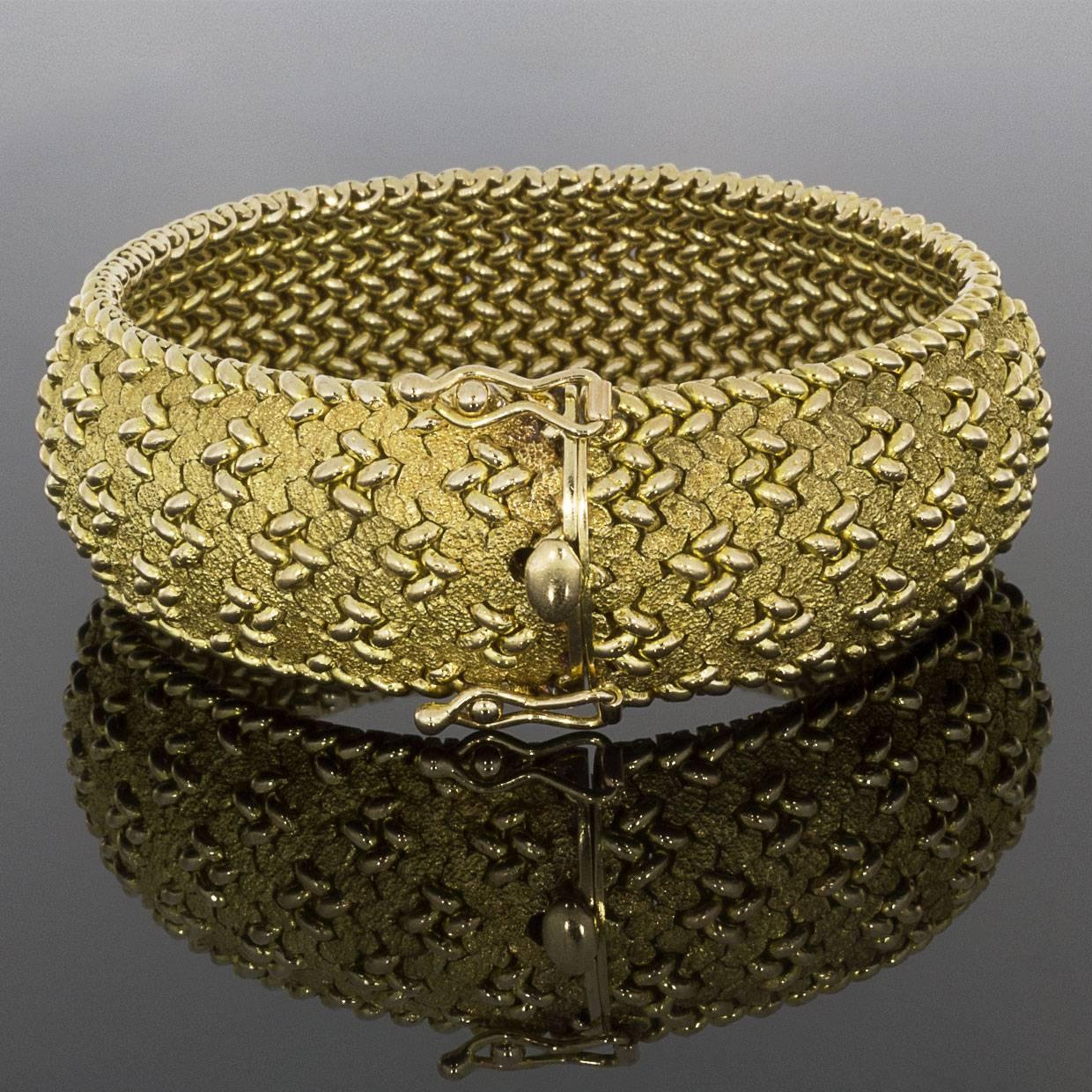 14 Karat Yellow Gold Woven Mesh Bracelet 1
