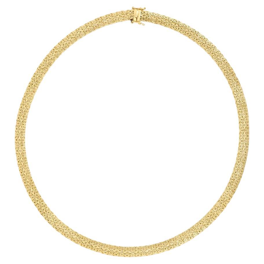 14k Yellow Gold Woven Mesh Bracelet For Sale