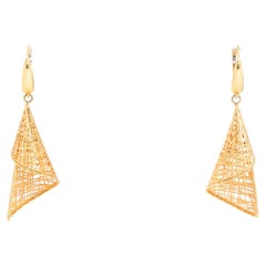 14k Yellow Gold Woven Twirl Earrings