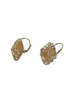14K Yellow Gold Woven Wire Lever Back Earrings #24348