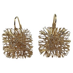 14K Yellow Gold Woven Wire Lever Back Earrings #24348