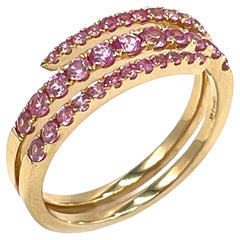 14K Yellow Gold Wrap Around Ring with Pink Sapphires 14K Yellow Gold Wrap Around Ring with Pink Sapphires