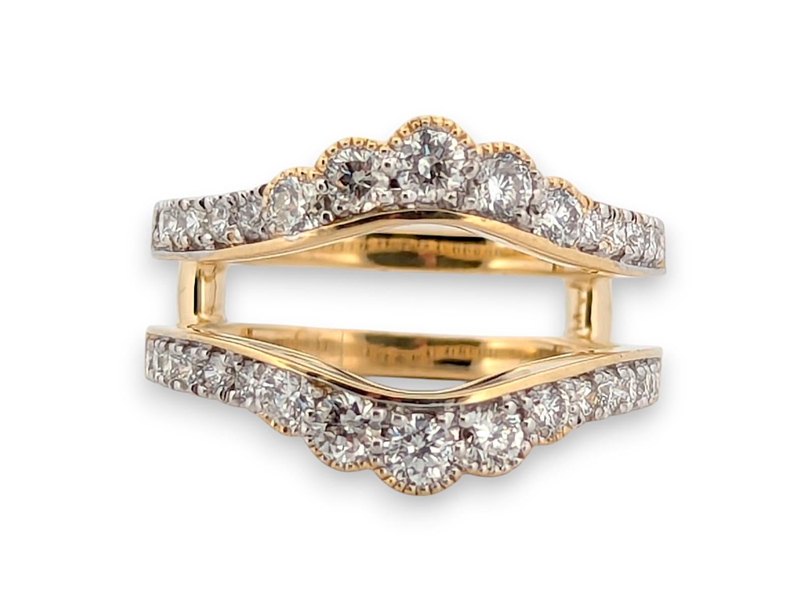 Daphne  14K Yellow Gold Wrap Ring, 1.00 CTW Natural Diamonds, Crossover Diamond For Sale