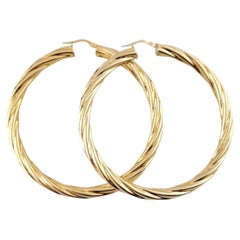 Vintage 14K Yellow Gold X-Large Twisted Hoop Earrings #15158