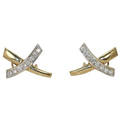 Pendientes de oro amarillo de 14 quilates con diamantes en forma de X 8,1 g