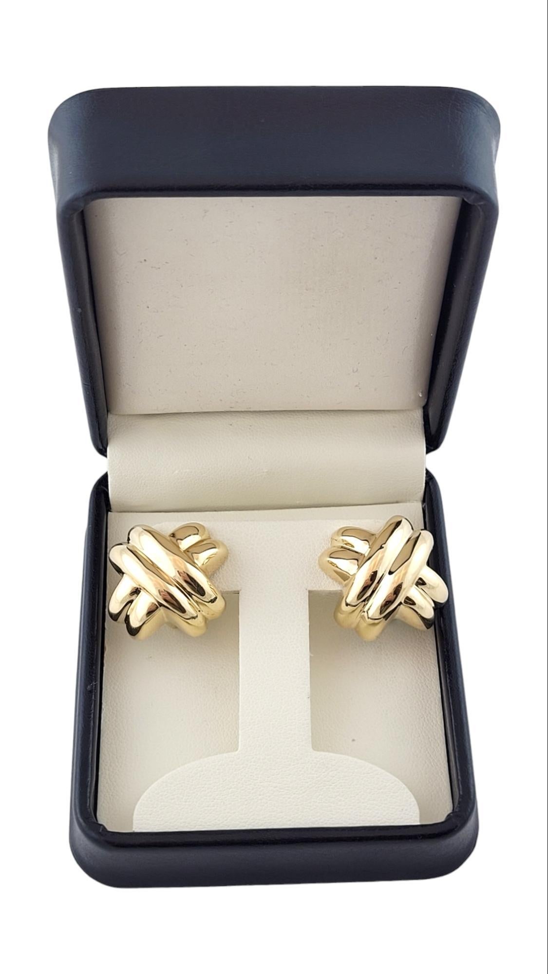14K Yellow Gold X Stud Earrings w/ Lever Backs #15888 For Sale 3