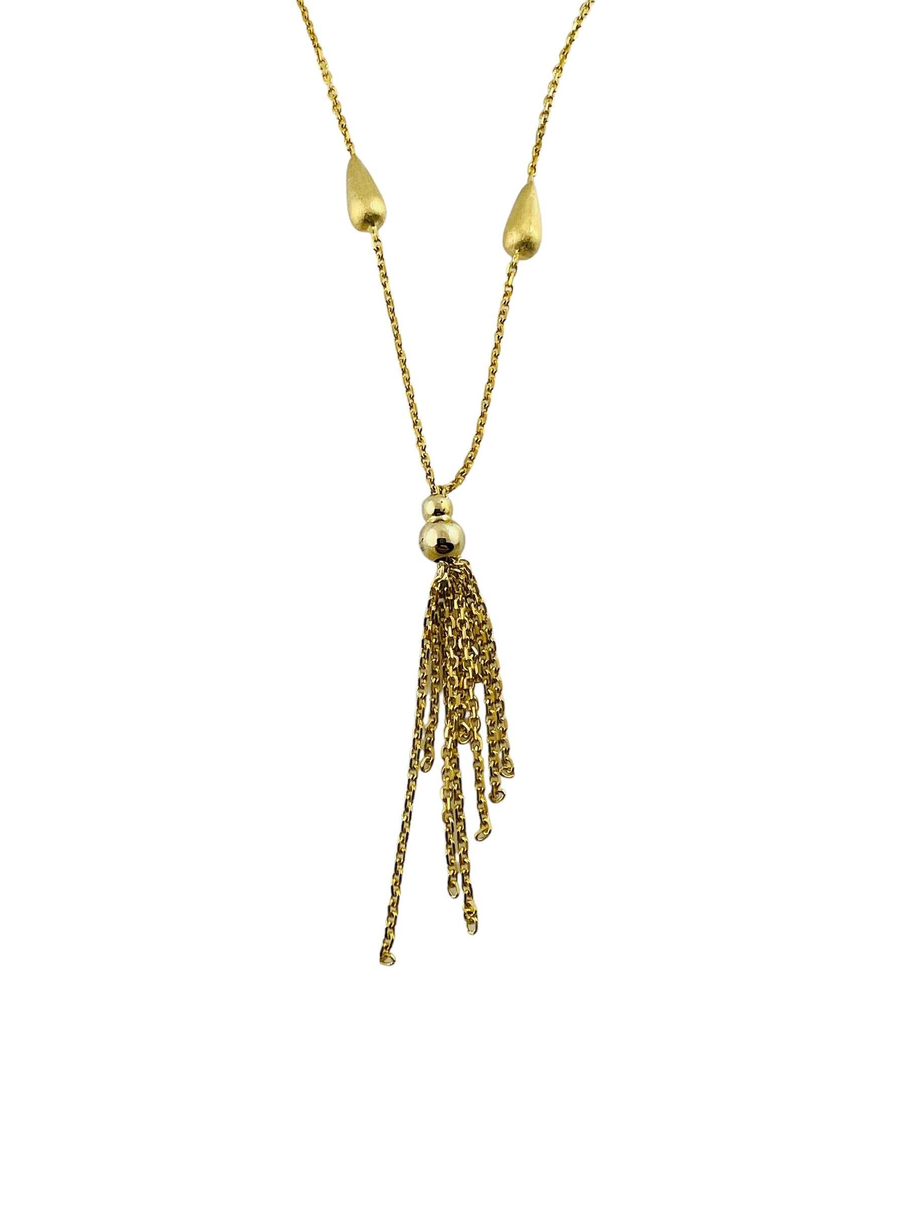 14K Yellow Gold Y Dangle Necklace #16787 In Good Condition For Sale In Washington Depot, CT