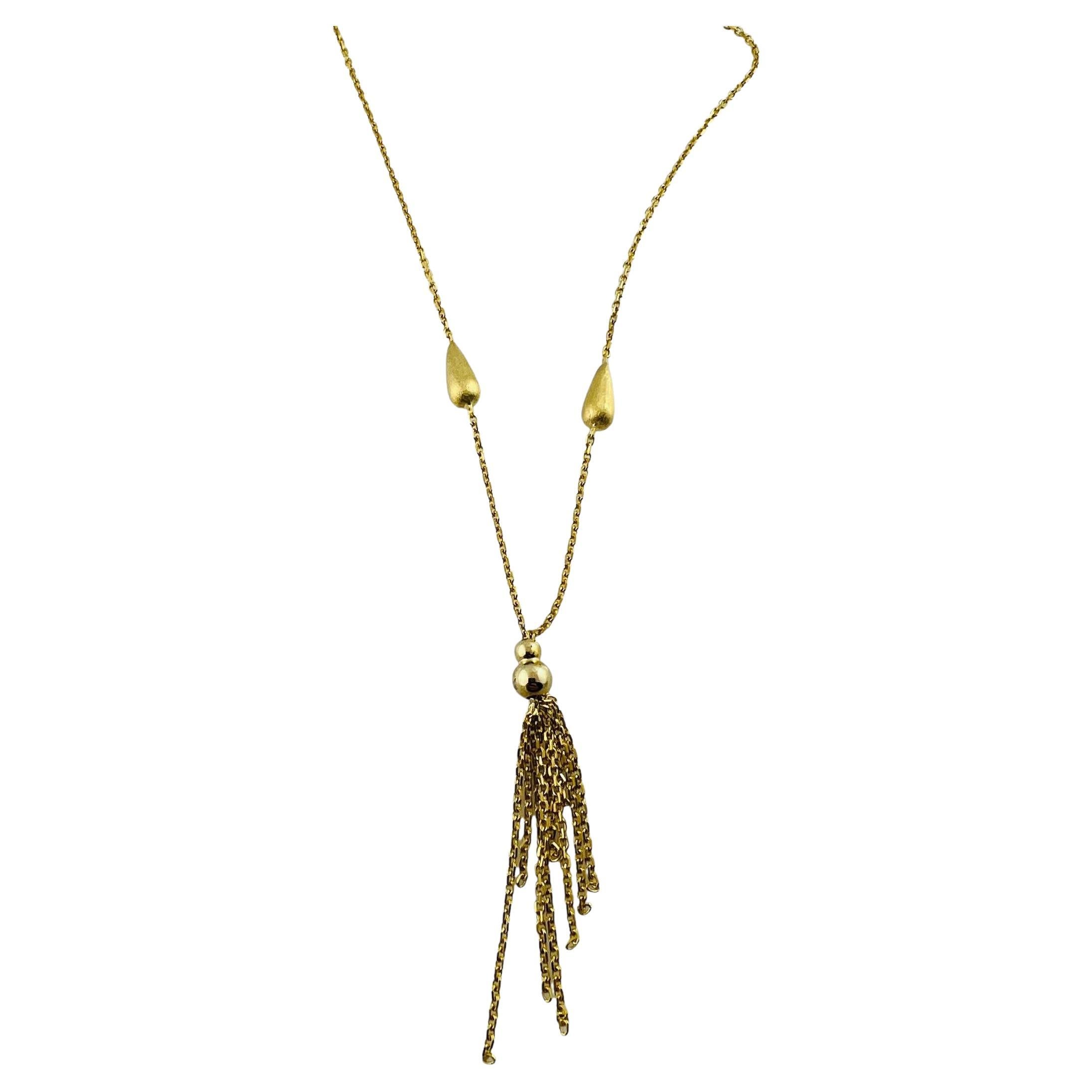 14K Yellow Gold Y Dangle Necklace #16787 For Sale