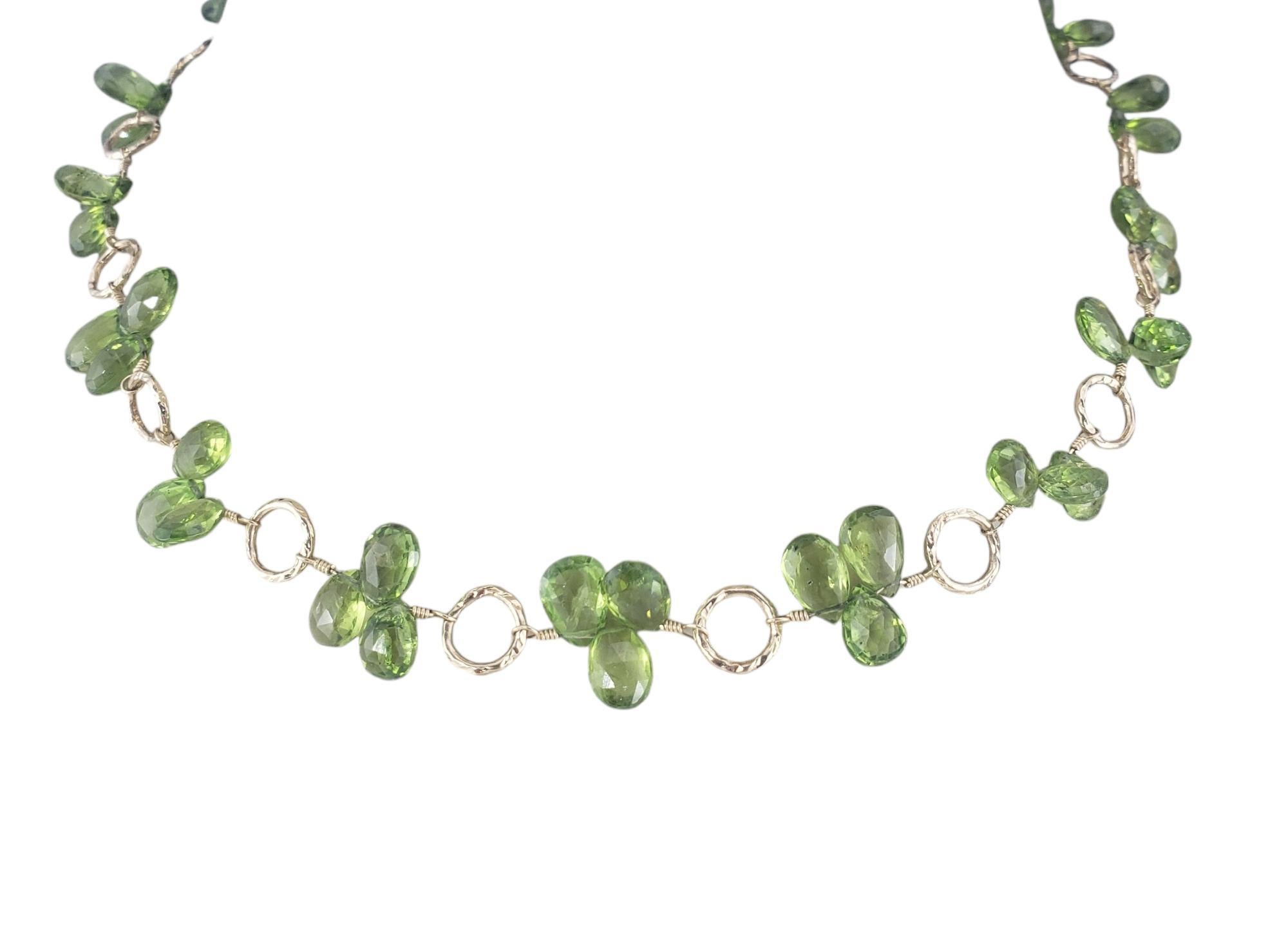 Briolette Cut 14K Yellow Gold Yellow Green Peridot Briolette Beaded Choker Necklace  #19499 For Sale
