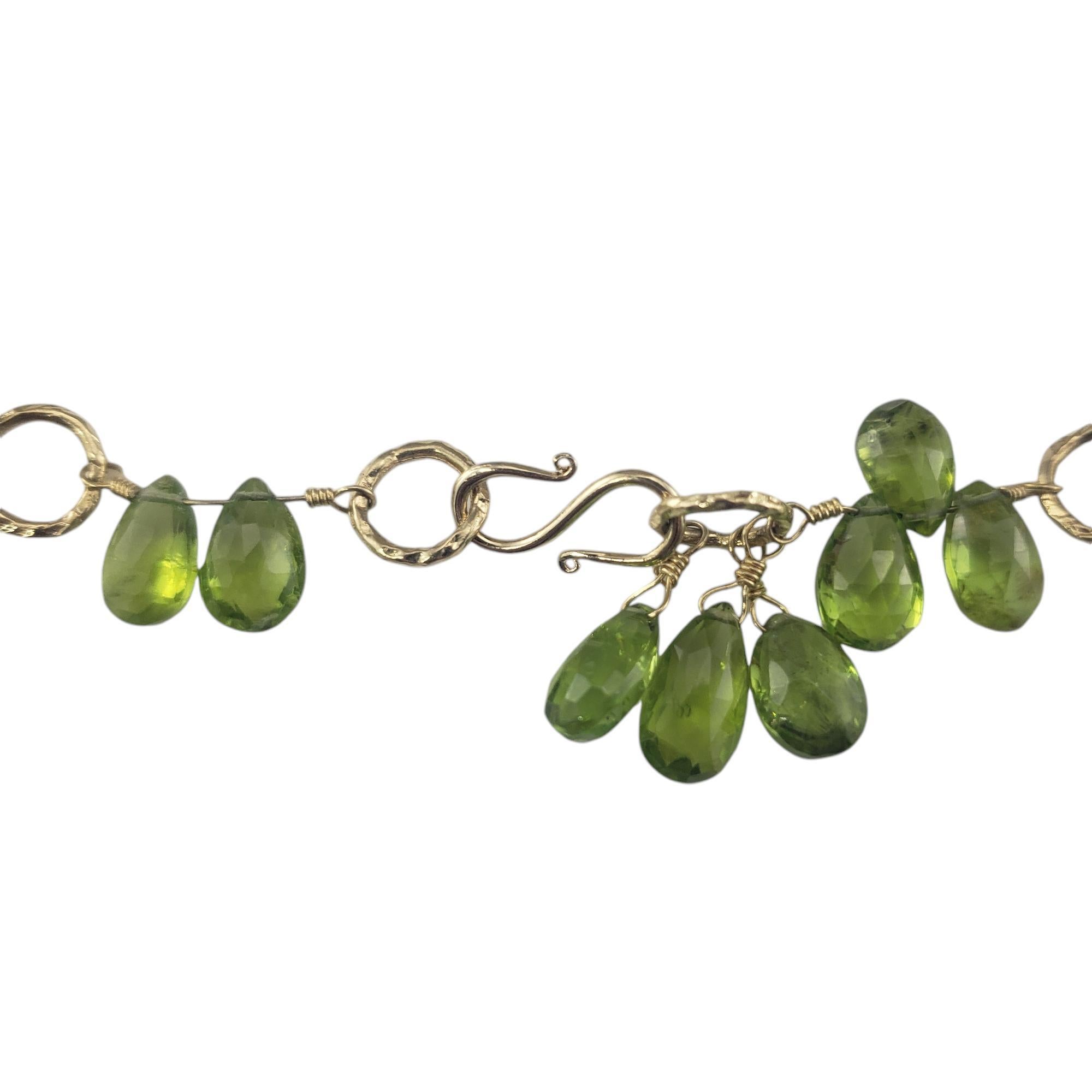 14K Yellow Gold Yellow Green Peridot Briolette Beaded Choker Necklace  #19499 In Good Condition For Sale In Washington Depot, CT