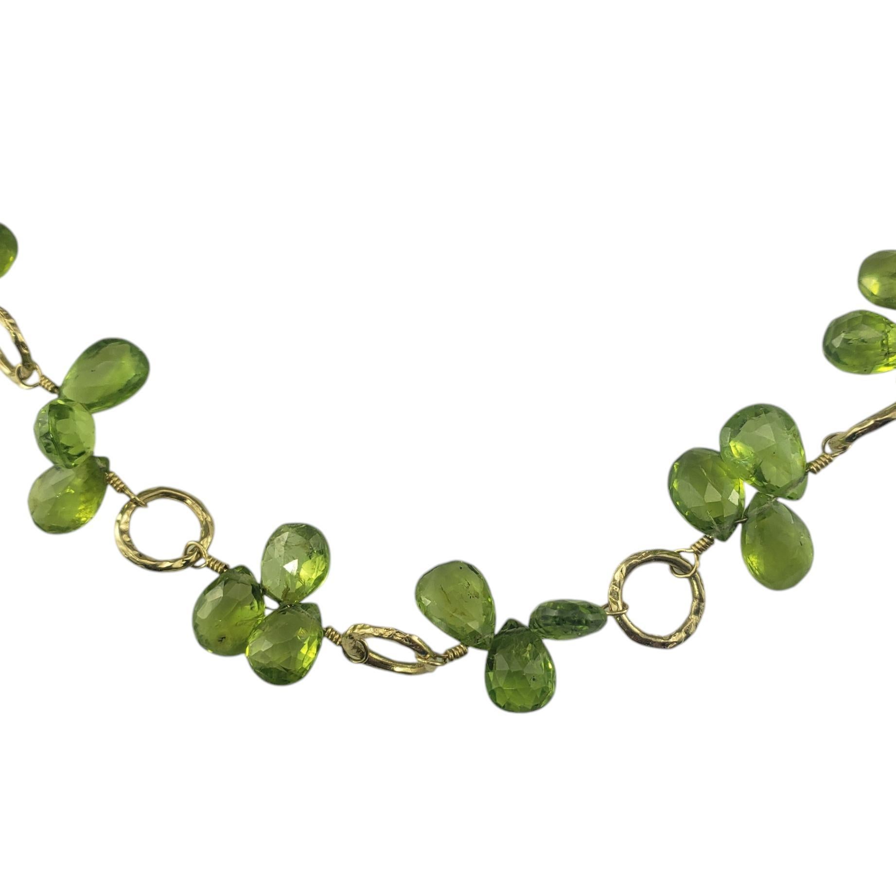 Women's 14K Yellow Gold Yellow Green Peridot Briolette Beaded Choker Necklace  #19499 For Sale