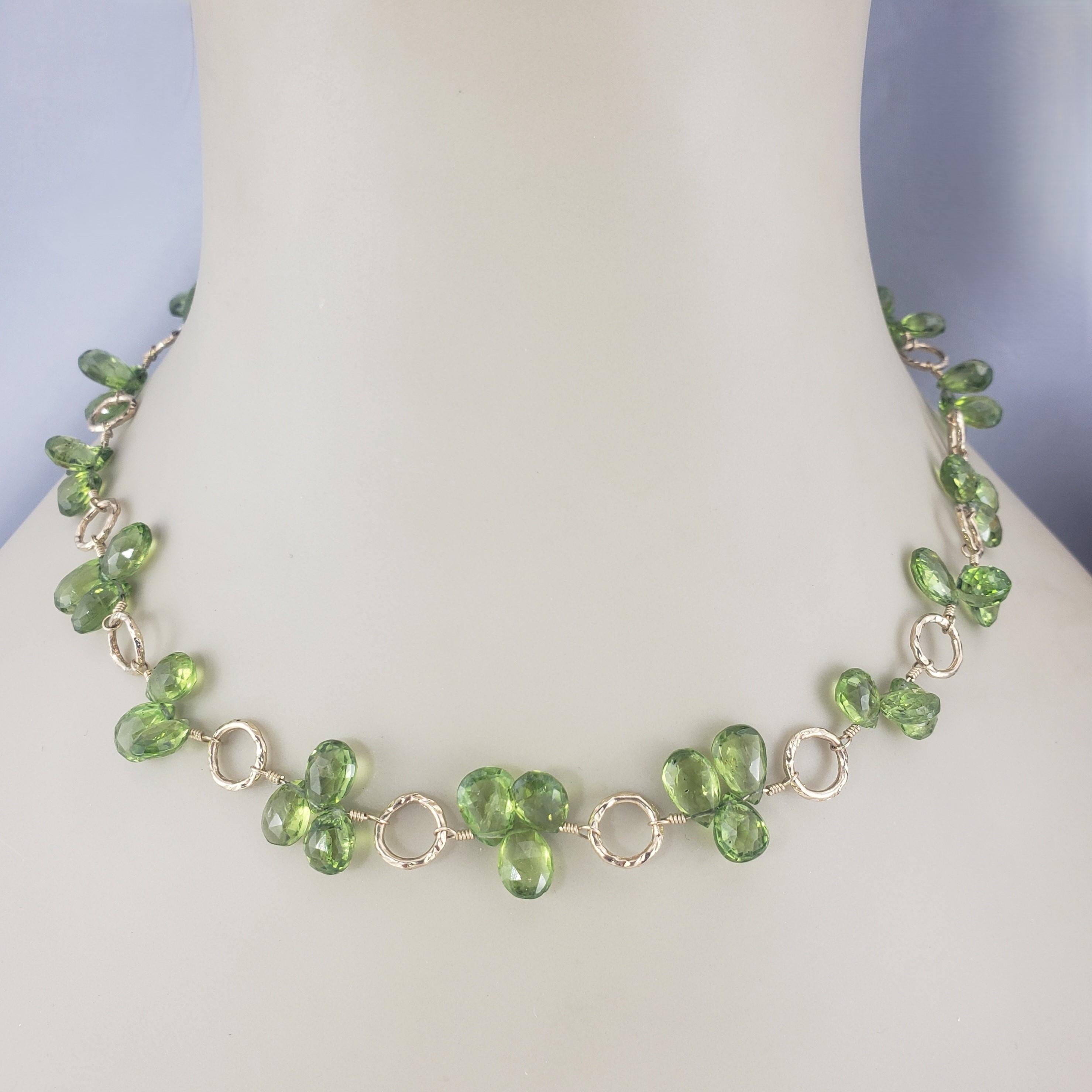 14K Yellow Gold Yellow Green Peridot Briolette Beaded Choker Necklace  #19499 For Sale 1