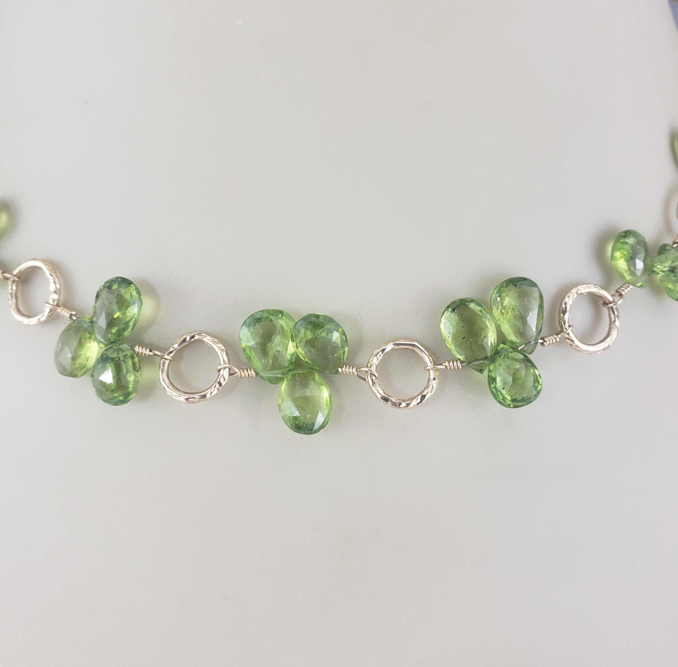 14K Yellow Gold Yellow Green Peridot Briolette Beaded Choker Necklace  #19499 For Sale 2