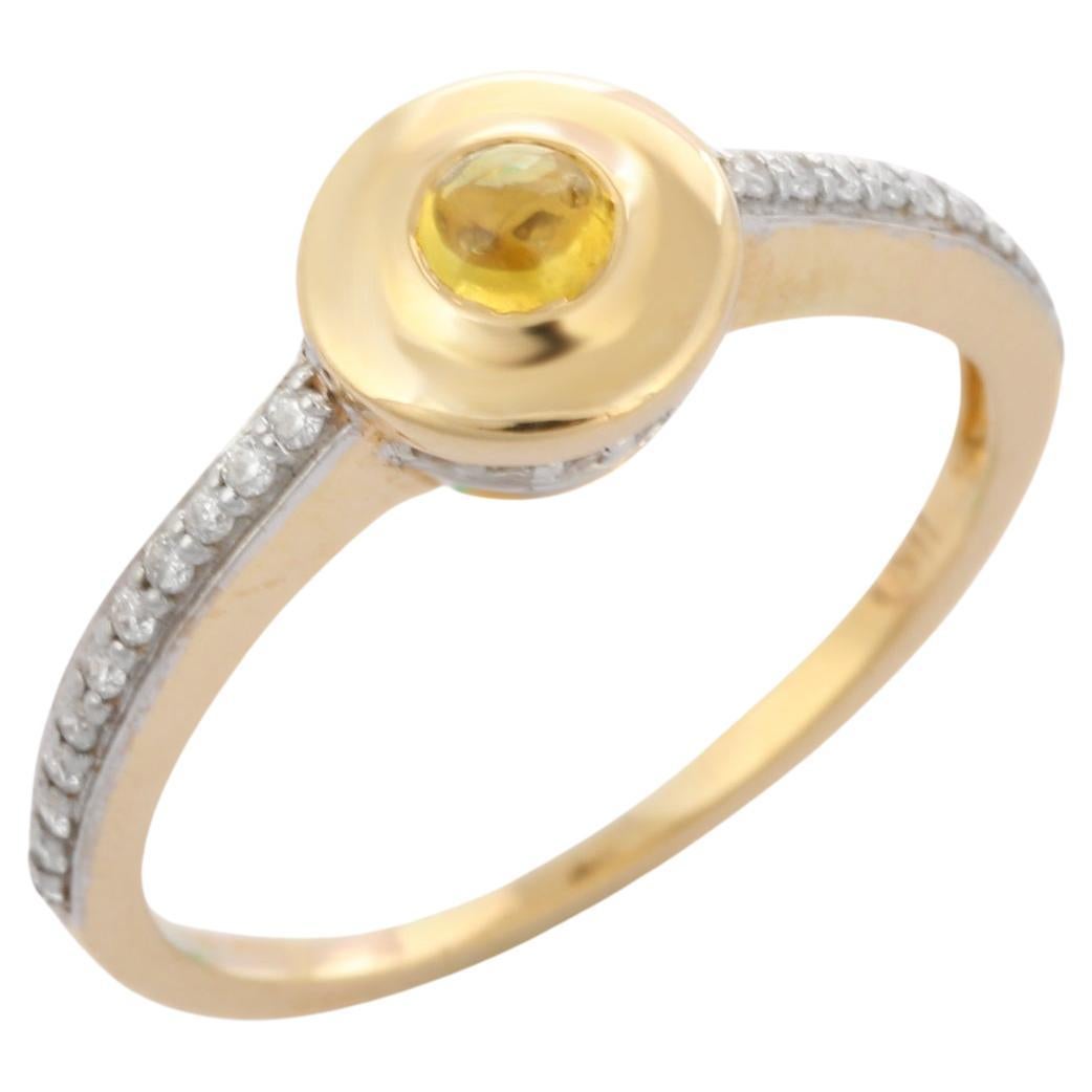 Verlobungsring aus 14 Karat Gelbgold mit gelbem Saphir und Diamant