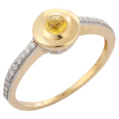 14K Yellow Gold Yellow Sapphire and Diamond Engagement Ring