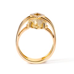 14K Yellow Gold Yellow Topaz and Diamond Accent Statement Cocktail Ring