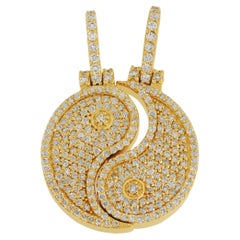 Breloque Yin Yang en or jaune 14 carats avec diamants