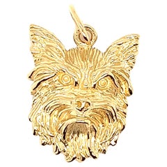 Pendentif en or jaune 14k Yorkie Yorkshire Terrier Dog