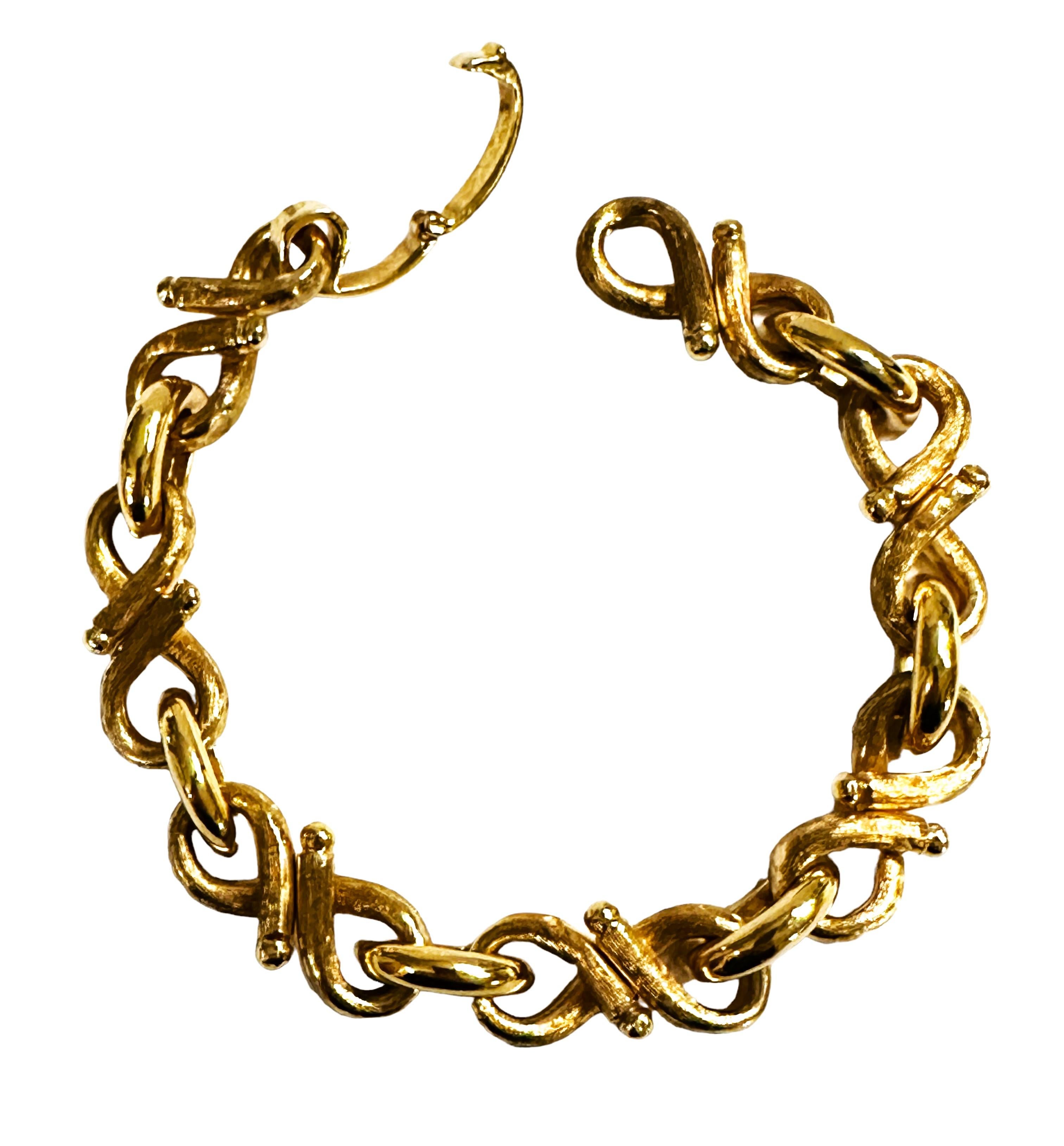 Art Deco 14k Yellow Gold Zelman & Friedman Fancy Link Bracelet 43.86 Grams 7.5 Inches