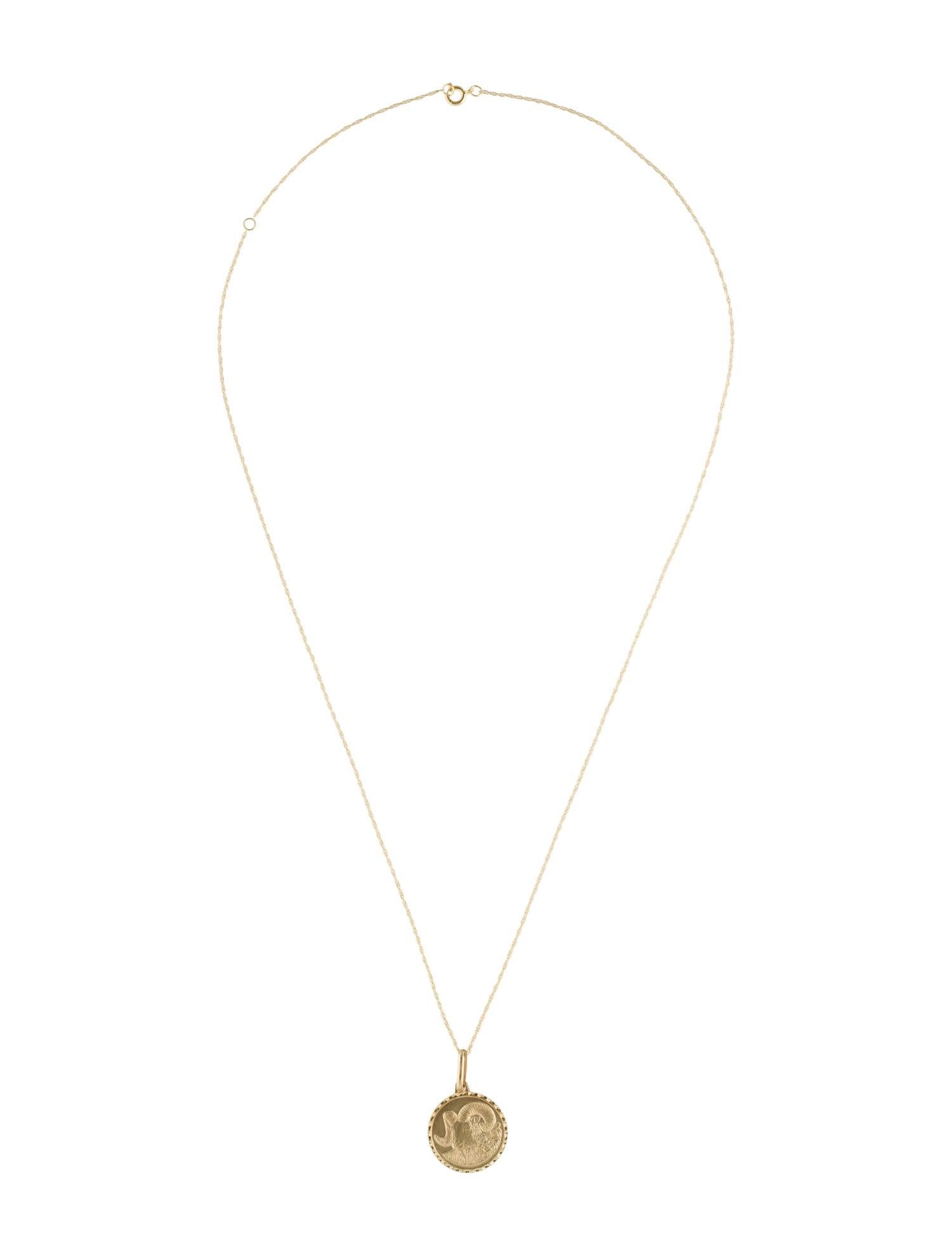 Contemporary 14k Yellow Gold Zodiac Pendant Necklace, Aries For Sale