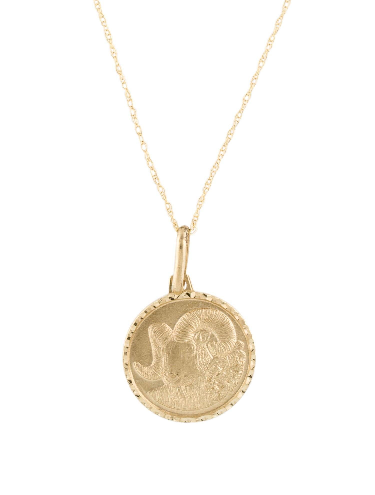 Women's 14k Yellow Gold Zodiac Pendant Necklace, Aries For Sale