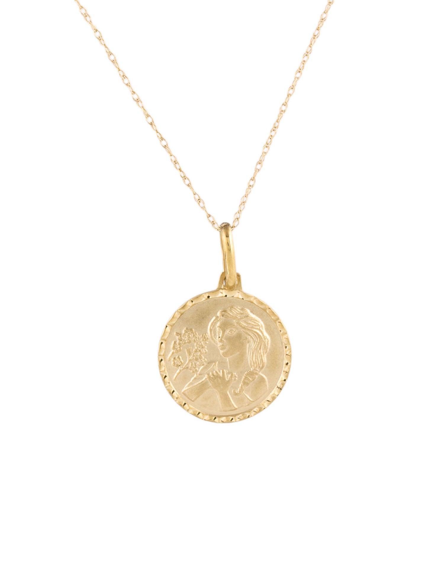 Women's 14k Yellow Gold Zodiac Pendant Necklace, Virgo For Sale
