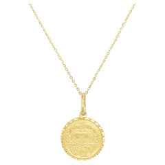 14k Yellow Gold Zodiac Pendant Necklace, Cancer