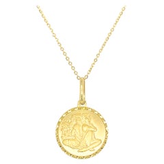 14k Yellow Gold Zodiac Pendant Necklace, Gemini