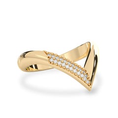 14k Yellow Gold Zoey Half Pave Chevron Eternity Ring, Diamond Pavé '0.1t.C.W, Si'