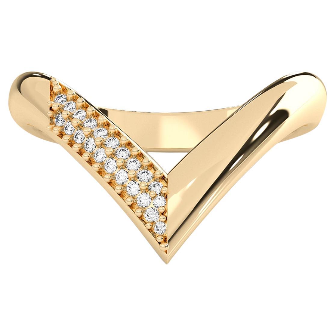 For Sale:  14k Yellow Gold Zoey Half Pave Chevron Eternity Ring, Diamond Pavé '0.1t.C.W, Si'