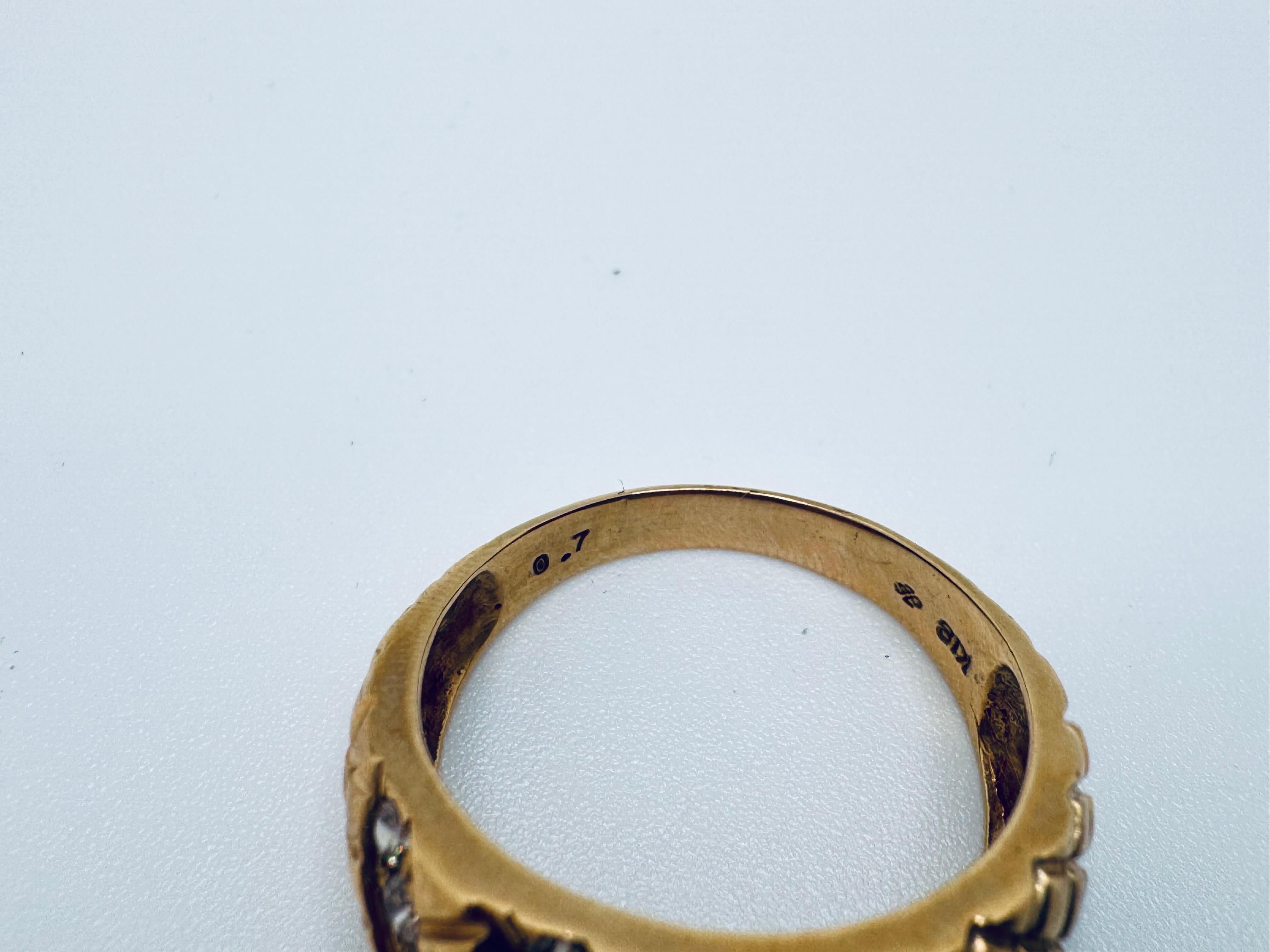 Art Déco Anello con diamante Golden Crest giallo 14K in vendita
