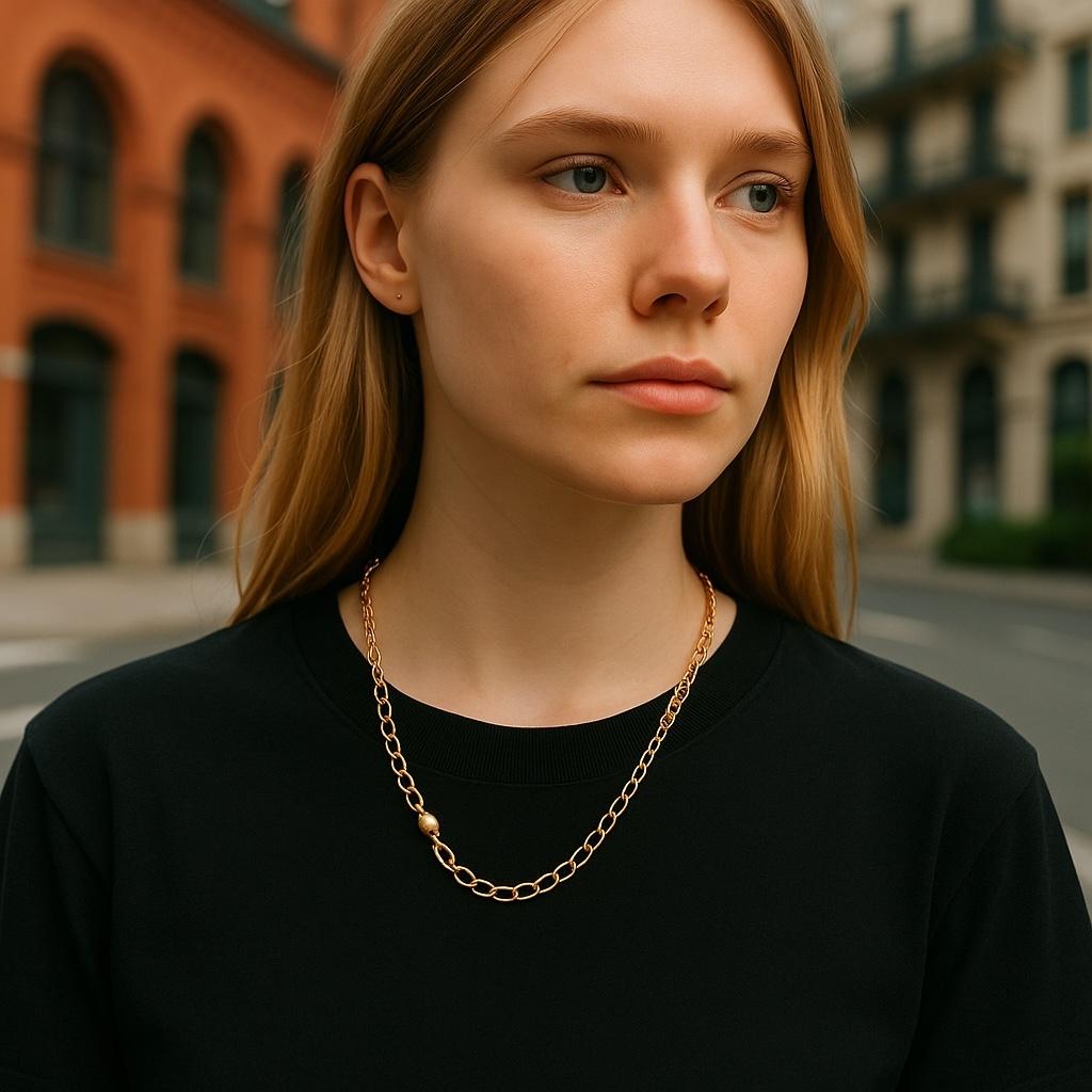 14K Yellow Italian Gold Thick Chain Necklace Measuring 18